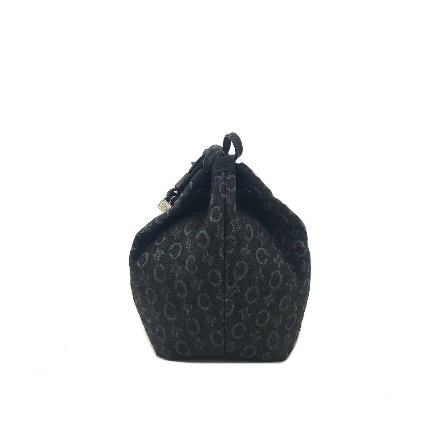 CELINE C Macadam Blason Jacquard Drawstring Pouch Black Vintage g24mcz