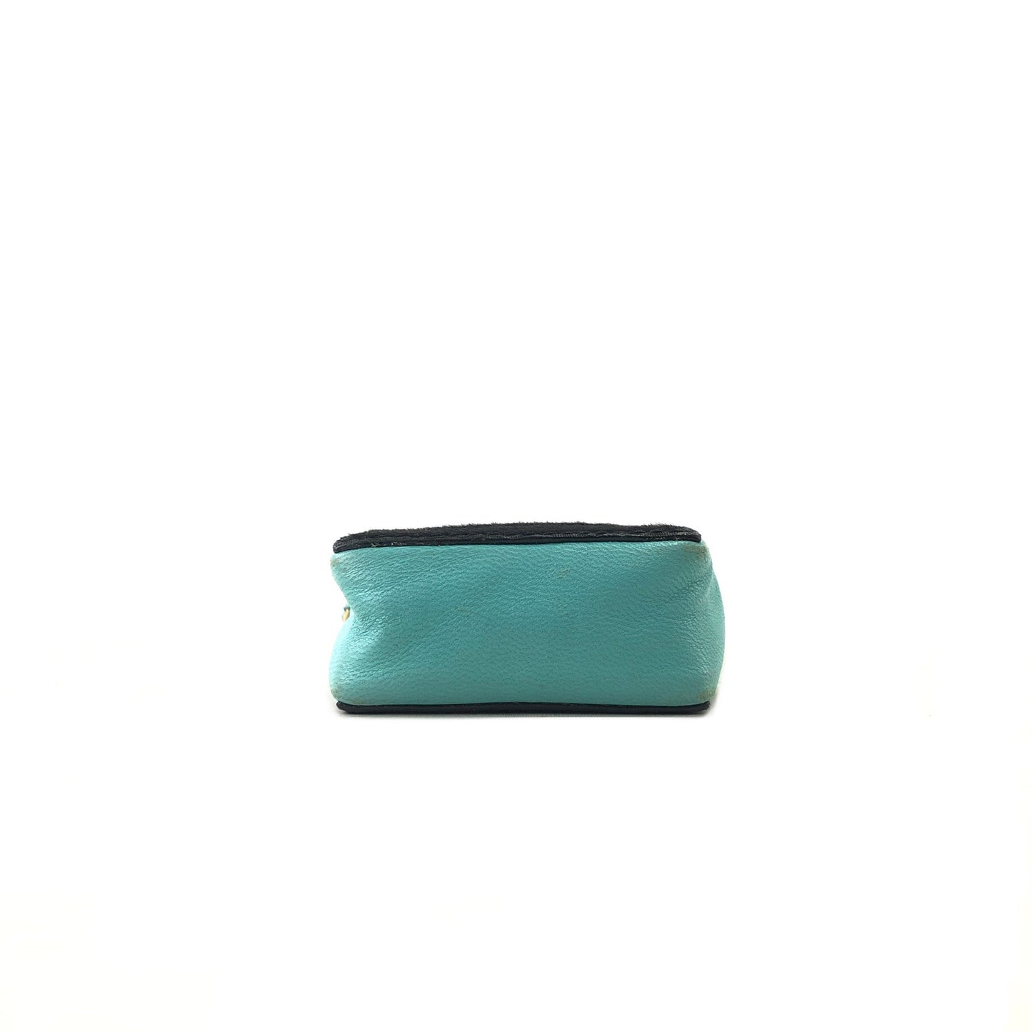 CHANEL Unborn Calf Leather Chain Crossbody Shoulder bag Micro bag Turquoise Vintage 4xxvtp