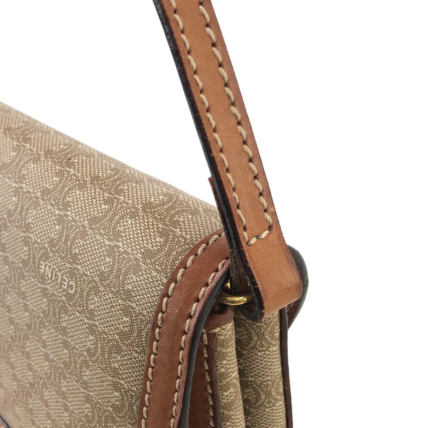 CELINE Macadam Blason Shoulder bag Beige Vintage 45hti2