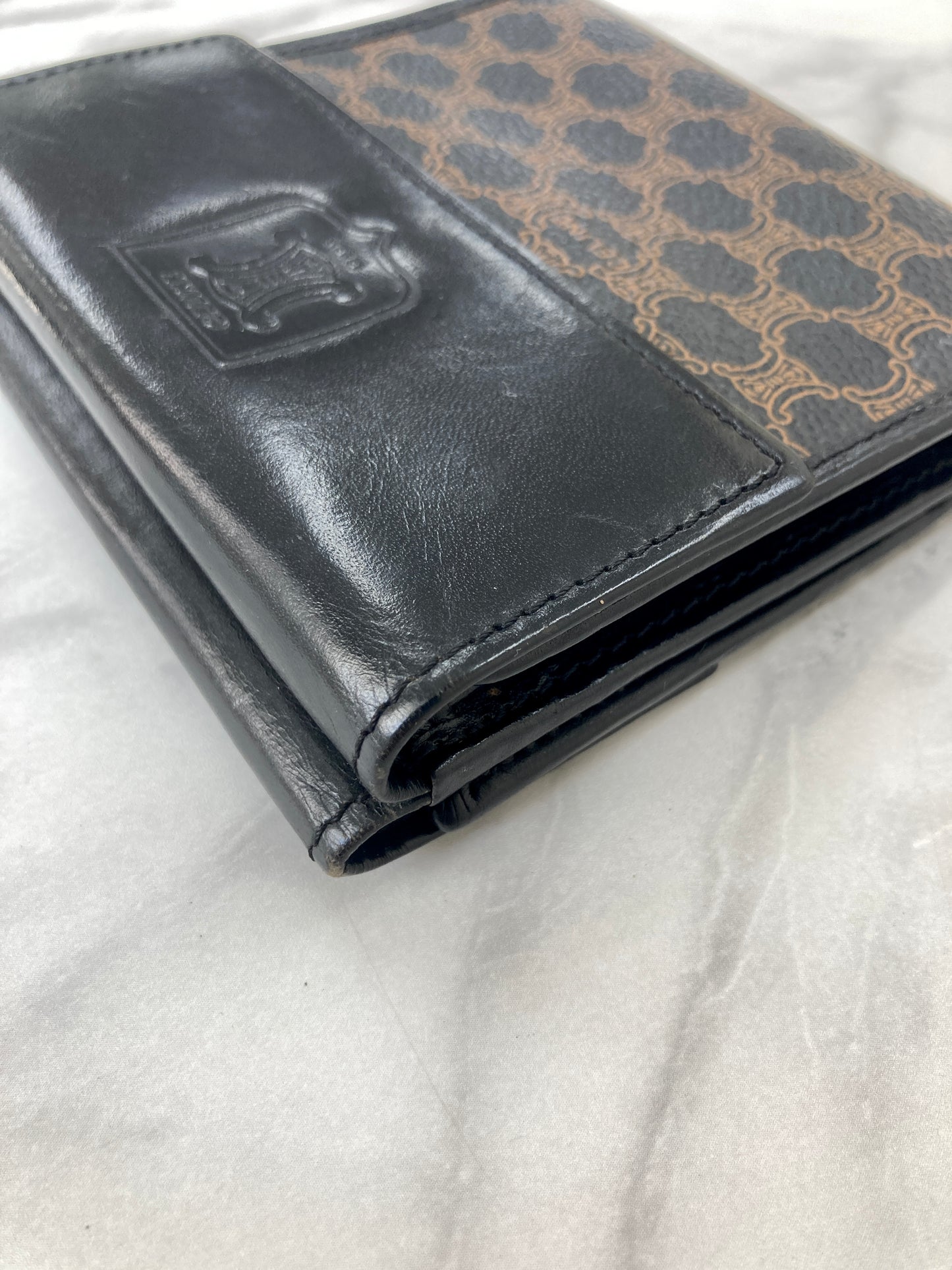 CELINE Macadam Blason Folded Wallet Black Vintage 4vg8wr