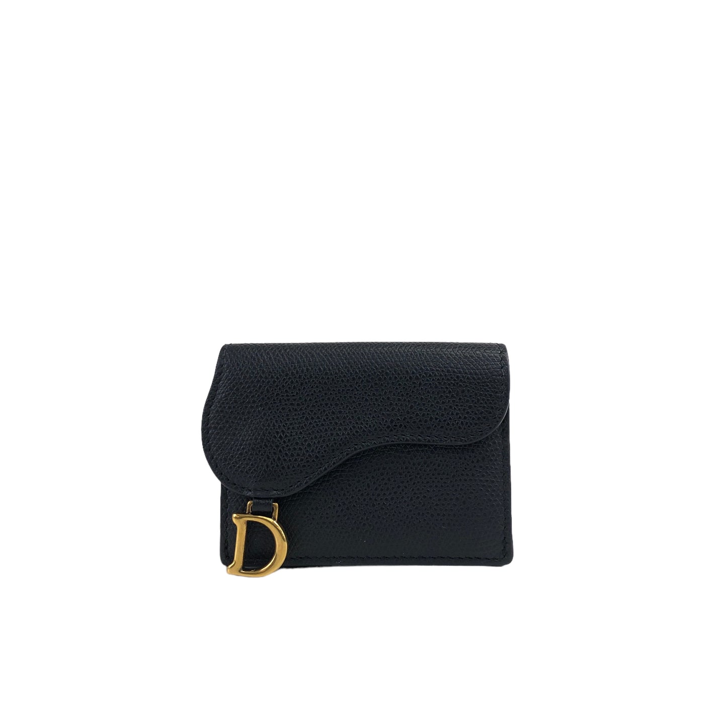 Christian Dior D Motif 皮革三折皮夾 黑色 復古 zuymyy