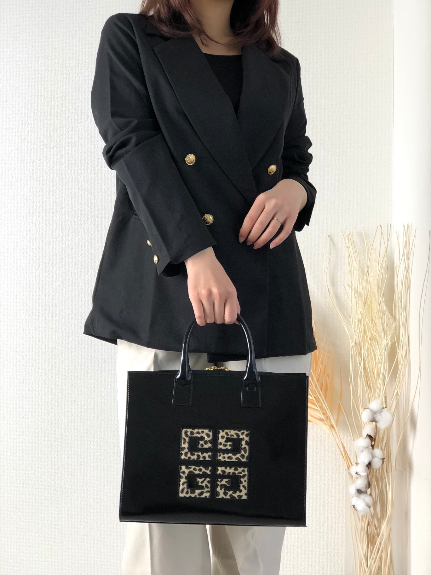 GIVENCHY 標誌皮革手袋黑色復古 upehz7