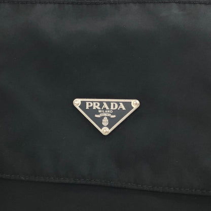 PRADA Triangle Logo Front Buckle Shoulder bag Black Vintage t378xx