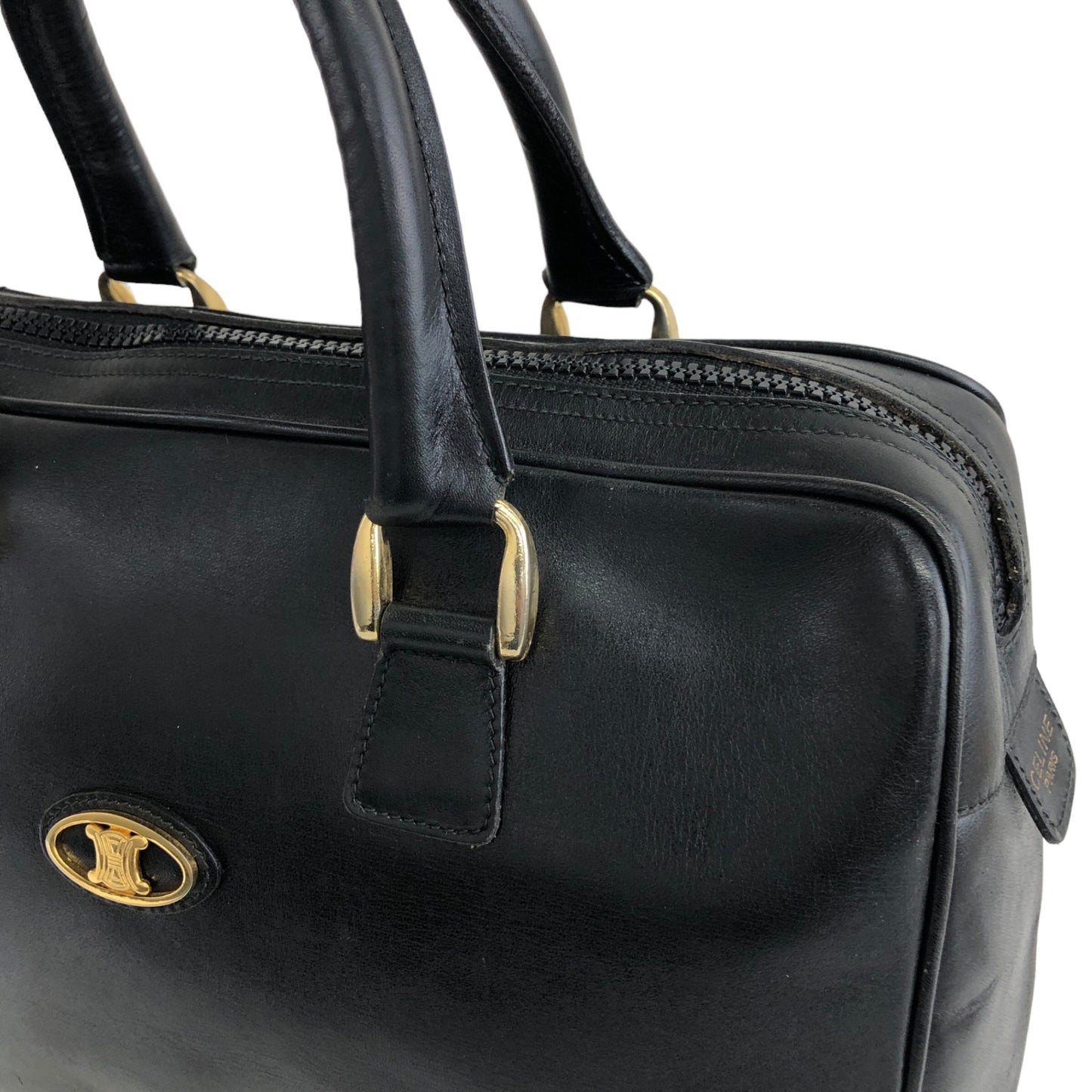 CELINE Blason Handbag Boston bag Black Vintage pva3th