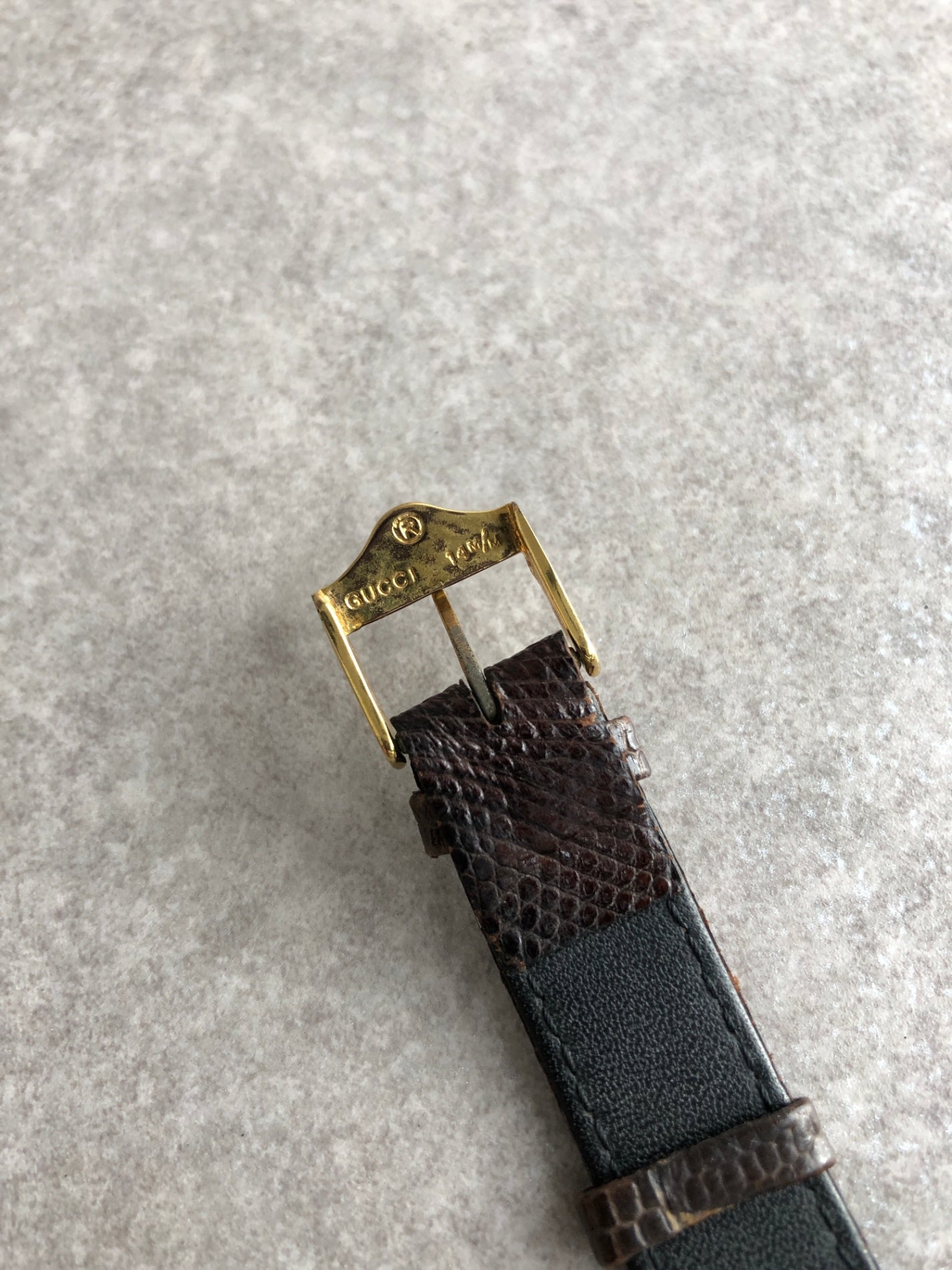GUCCI Sherry Line Watch Gold×Brown Vintage bunxe7