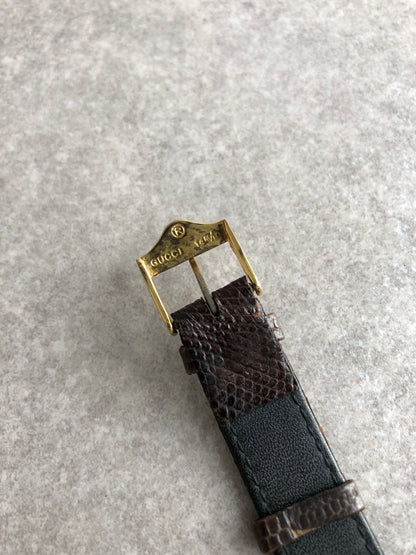 GUCCI Sherry Line Watch Gold×Brown Vintage bunxe7