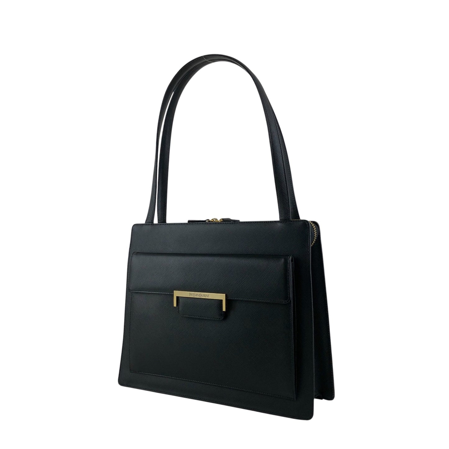 Yves Saint Laurent Logo Handbag Black Vintage fguw8w