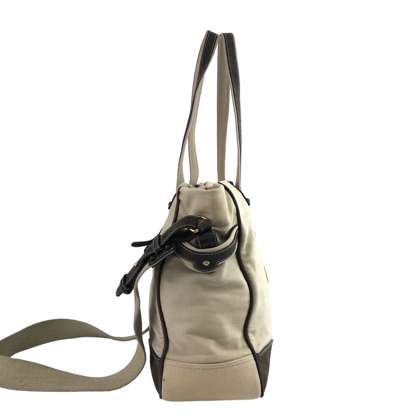 LOEWE Anagram Canvas Leather Two-way Handbag Shoulder bag Beige Vintage fnxcxb