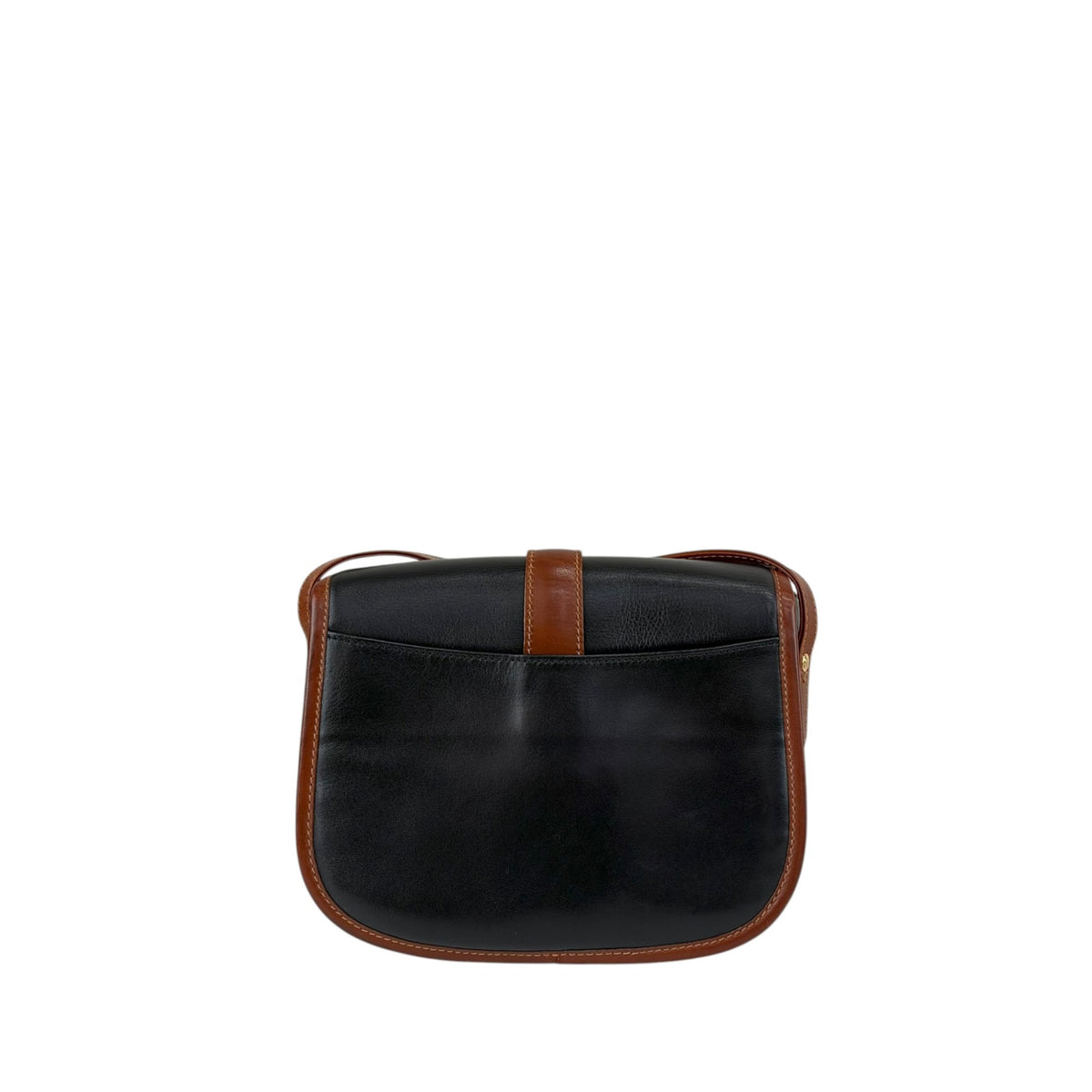 CELINE Front Buckle Shoulder bag Black×Brown Vintage 8seizv