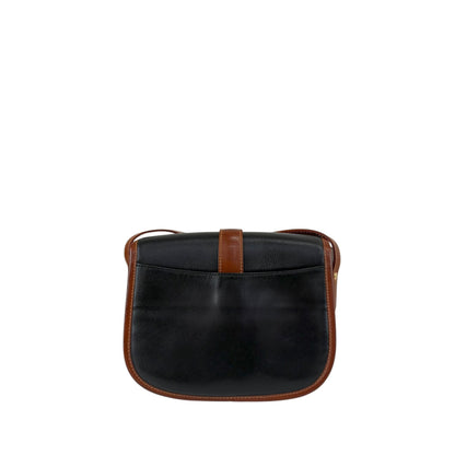 CELINE Front Buckle Shoulder bag Black×Brown Vintage 8seizv