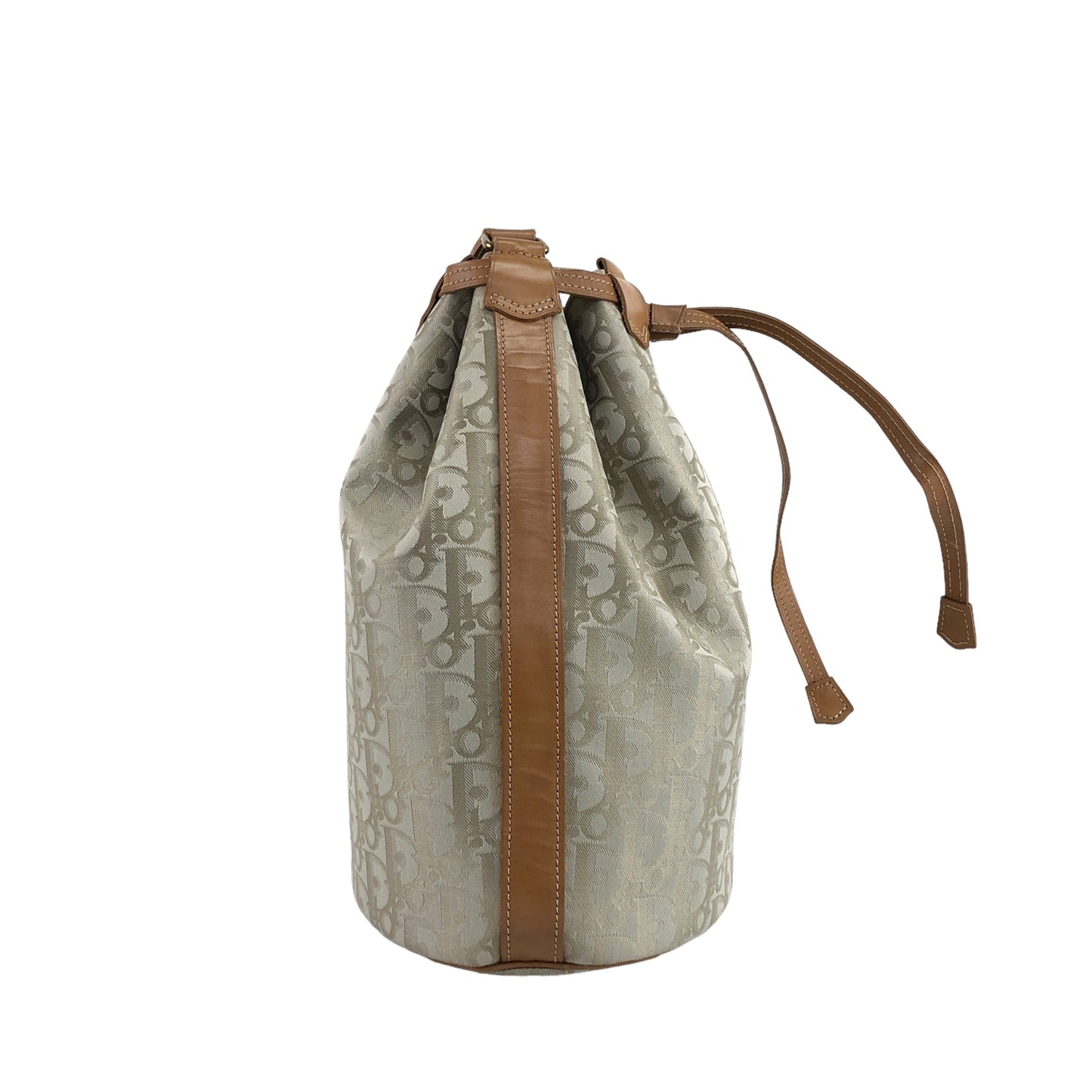 Christian Dior Trotter Drawstring Shoulder bag Beige Vintage hcjcsd