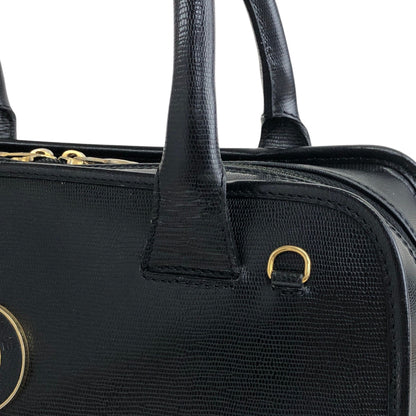 CELINE Circle Logo Handbag Boston bag Black Vintage sb46fs