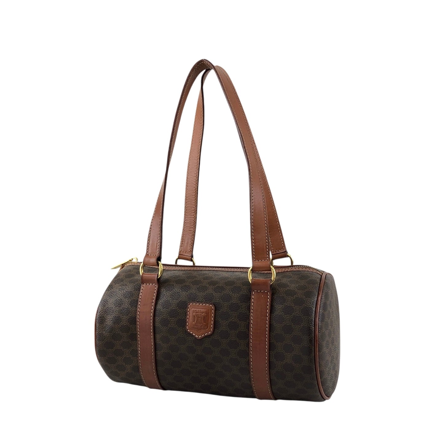 CELINE Macadam Blason Handbag Brown Vintage d4wvhf