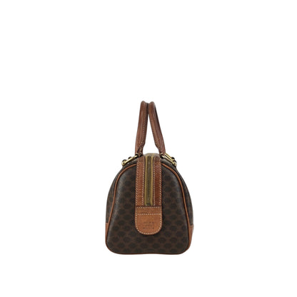 CELINE Macadam Blason Small Boston bag Handbag Brown Vintage ezay86