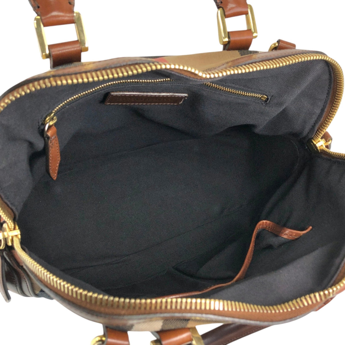 BURBERRY Check Two-way Handbag Shoulder bag Brown Vintage xuyjae