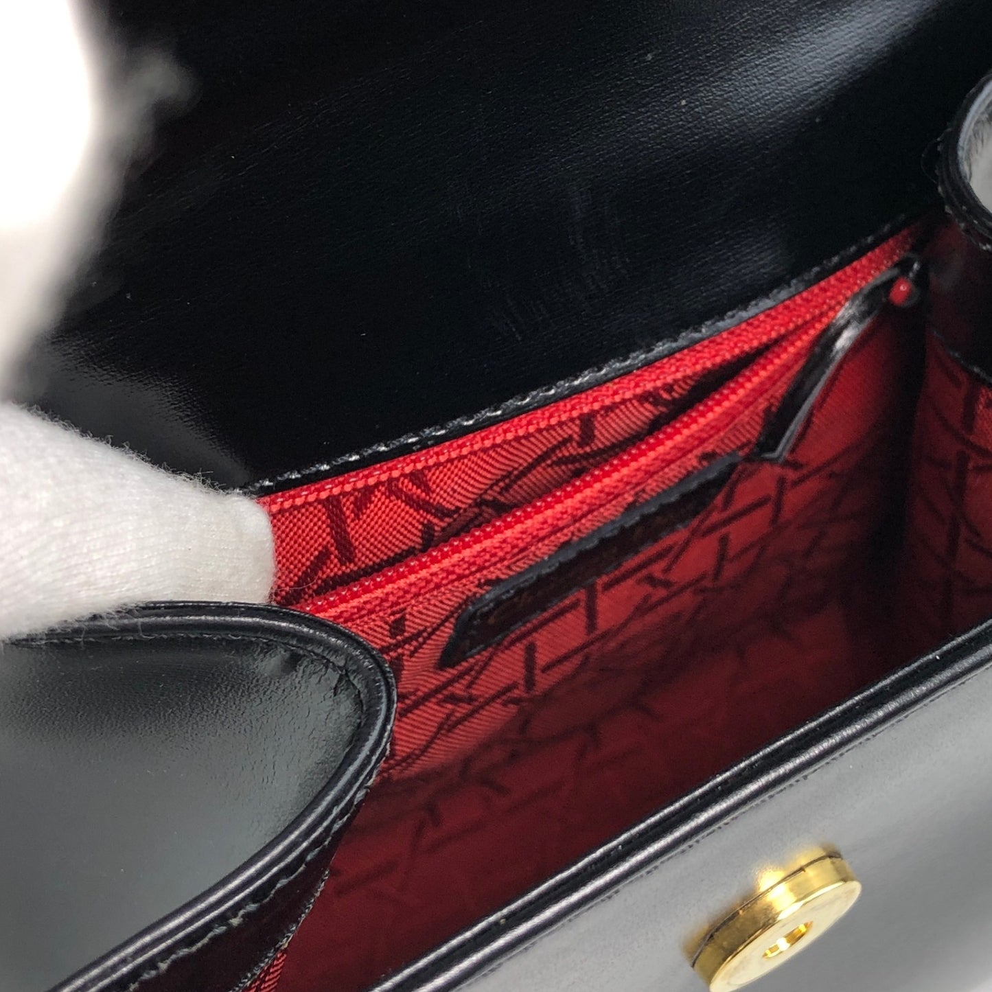 Christian Dior CD Logo Top Handle Handbag Black Vintage bv6834