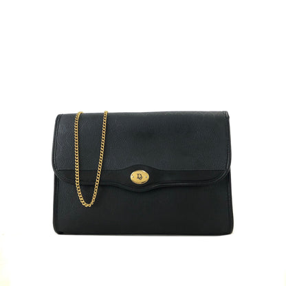 Christian Dior Logo Honeycomb Pattern Drawstring Chain Crossbody Shoulder bag Black Vintage fm82u8