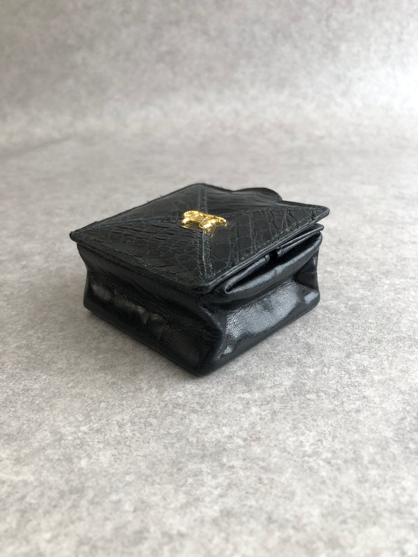 CELINE Horse Carriage Coin Purse Black Vintage xtzphh