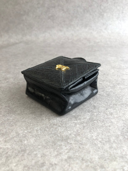 CELINE Horse Carriage Coin Purse Black Vintage xtzphh