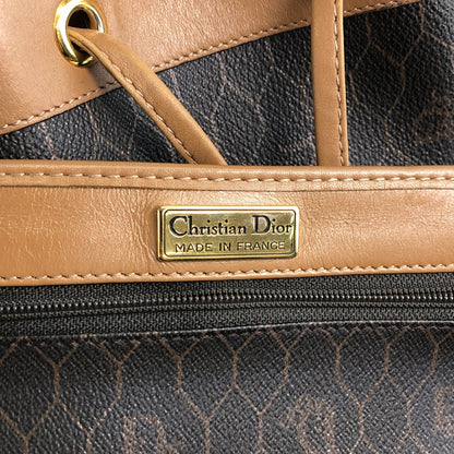 Christian Dior Honeycomb Pattern Drawstring Shoulder bag Black×Beige Vintage bgh644