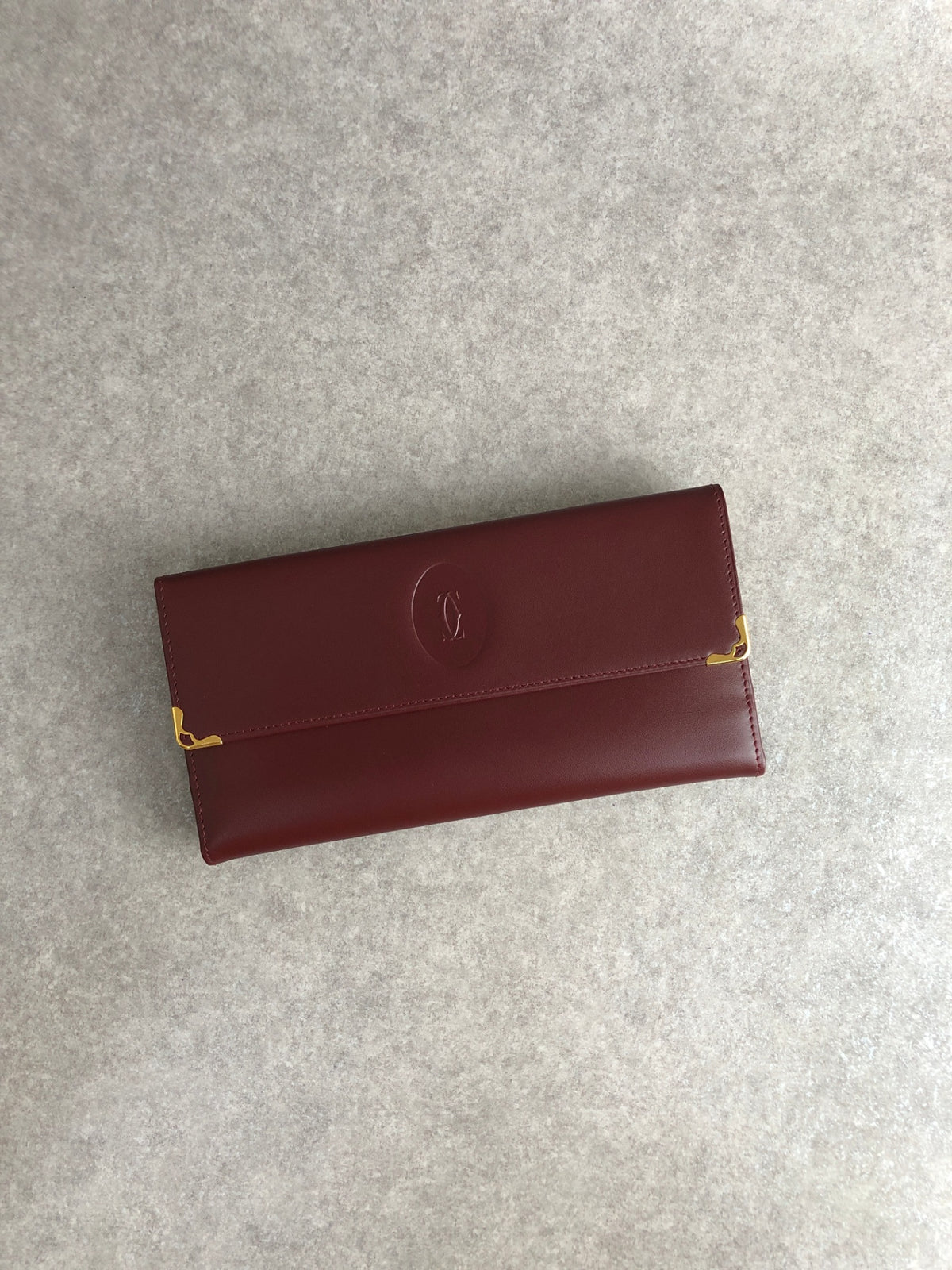 Cartier Logo Embossed Long Wallet Bordeaux Vintage shhgrp