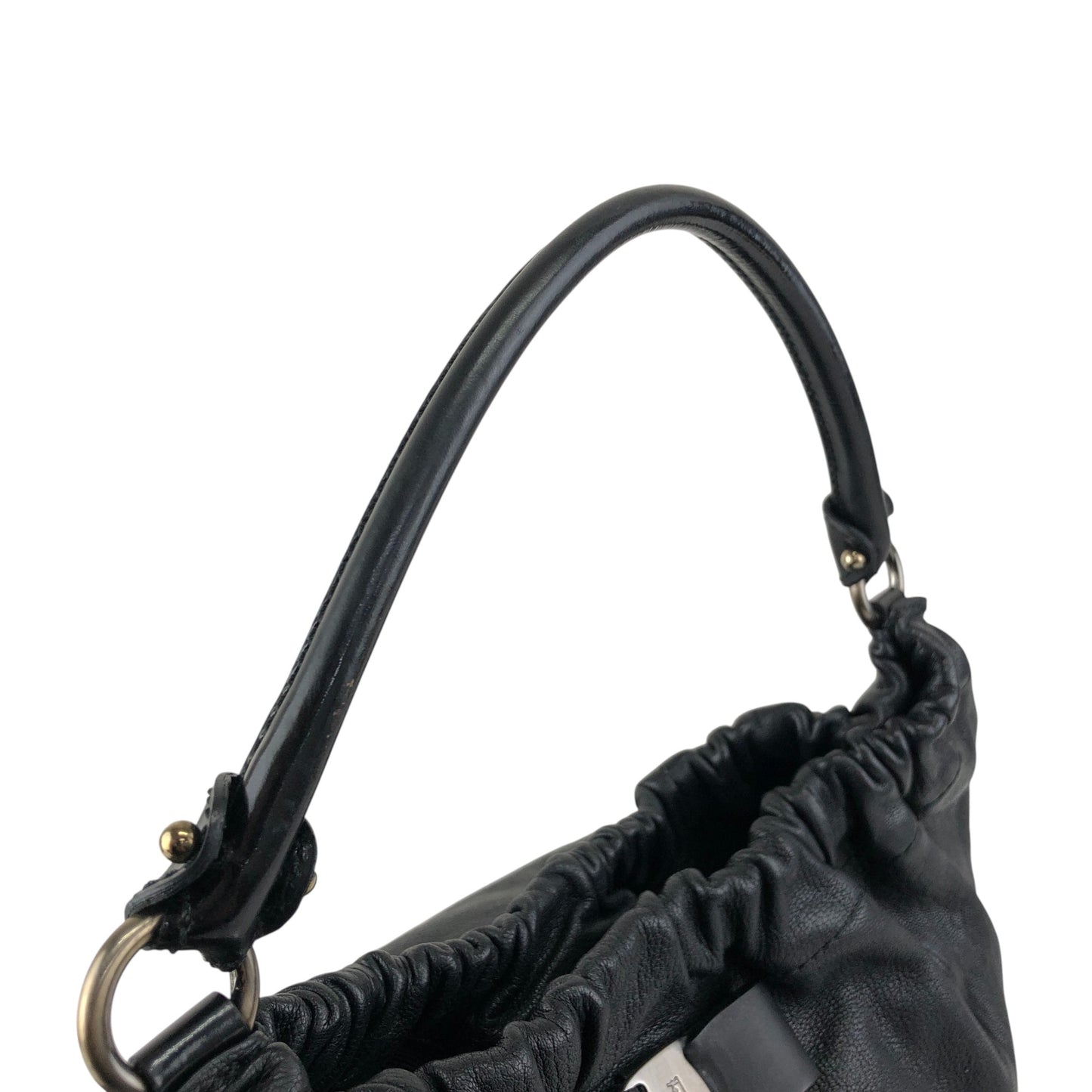 Salvatore Ferragamo Vala Ribbon Shoulder bag Hobobag Black Vintage bgm738