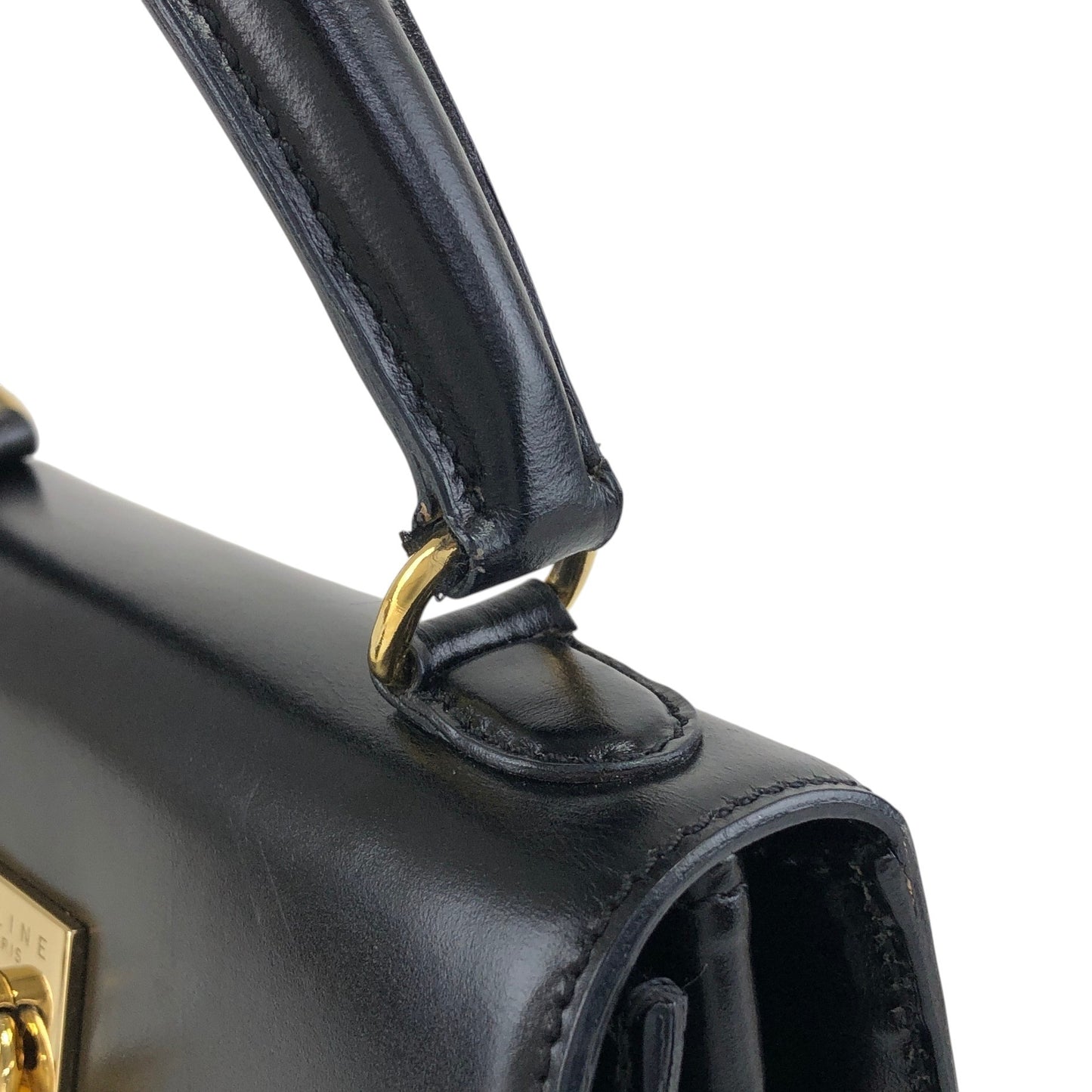 CELINE Gancini Chain Two-way Handbag Shoulder bag Black Vintage ydzyn7
