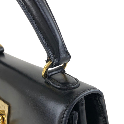 CELINE Gancini Chain Two-way Handbag Shoulder bag Black Vintage ydzyn7