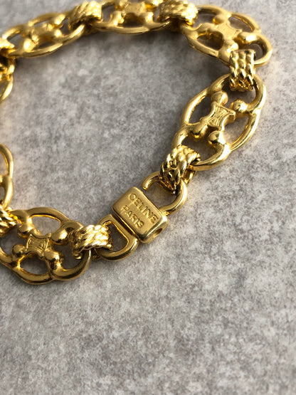 CELINE Blason Bracelet Gold Vintage c8w5h2