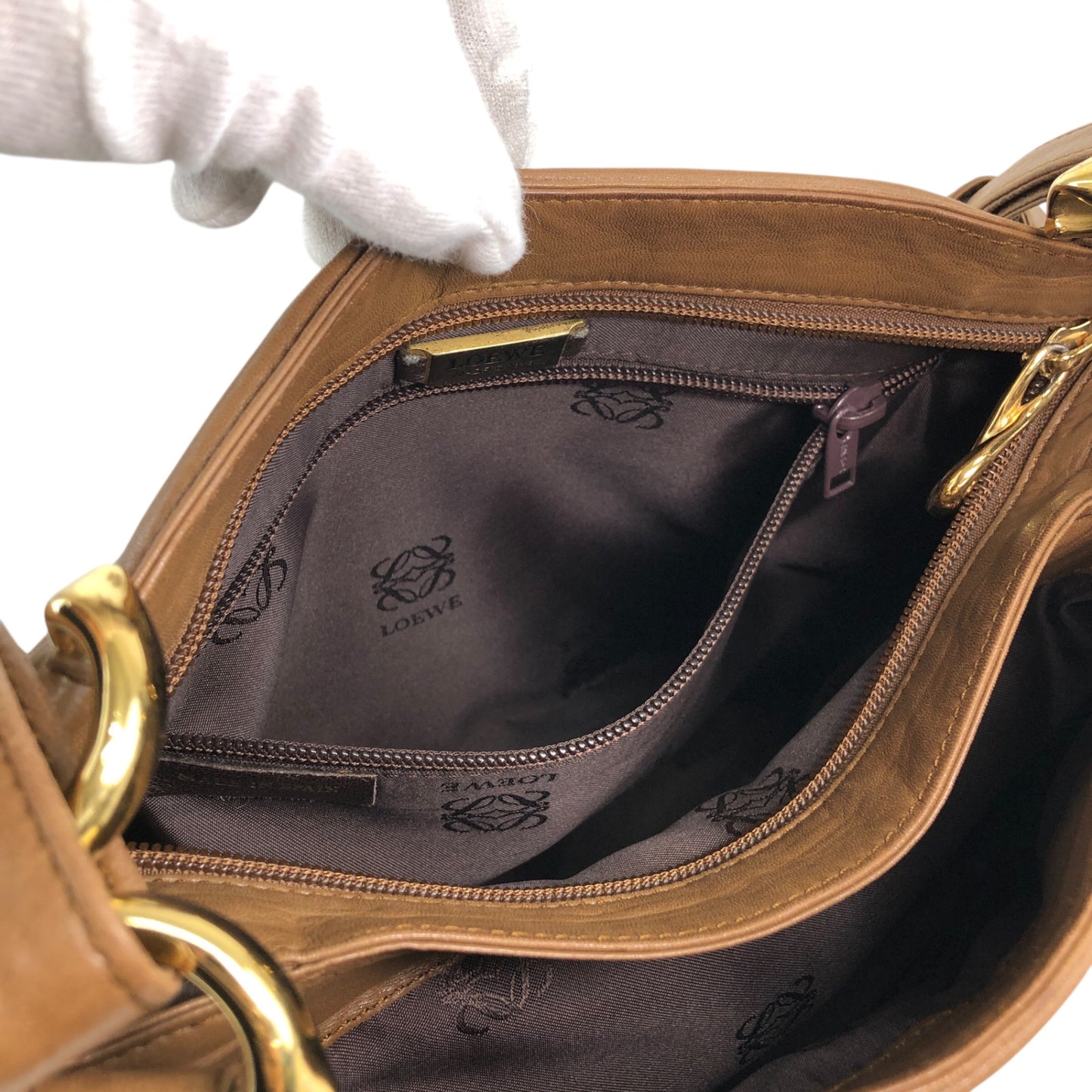 LOEWE Anagram Shoulder bag Brown Vintage hjuexd