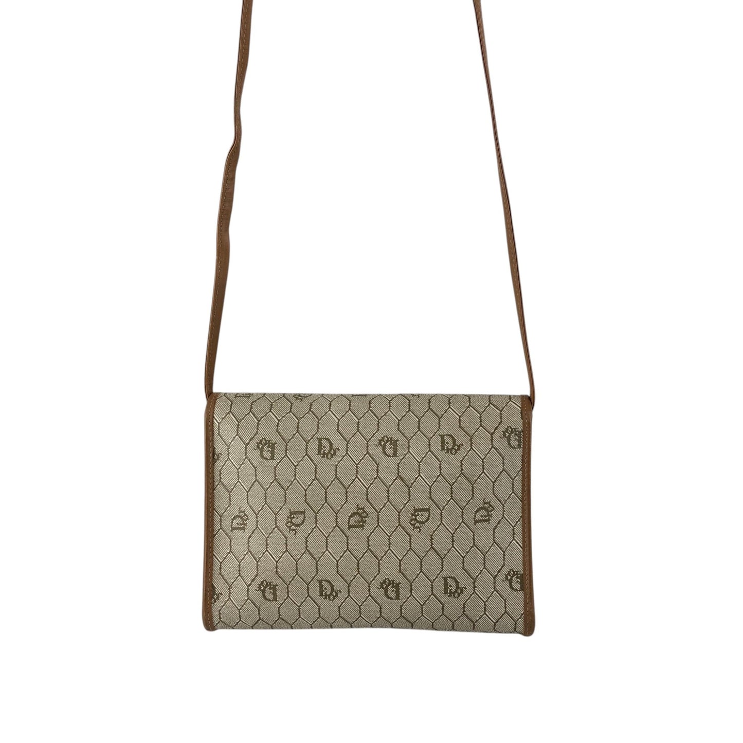 Christian Dior Honeycomb Pattern Logo Shoulder bag Beige Vintage zjd4wh