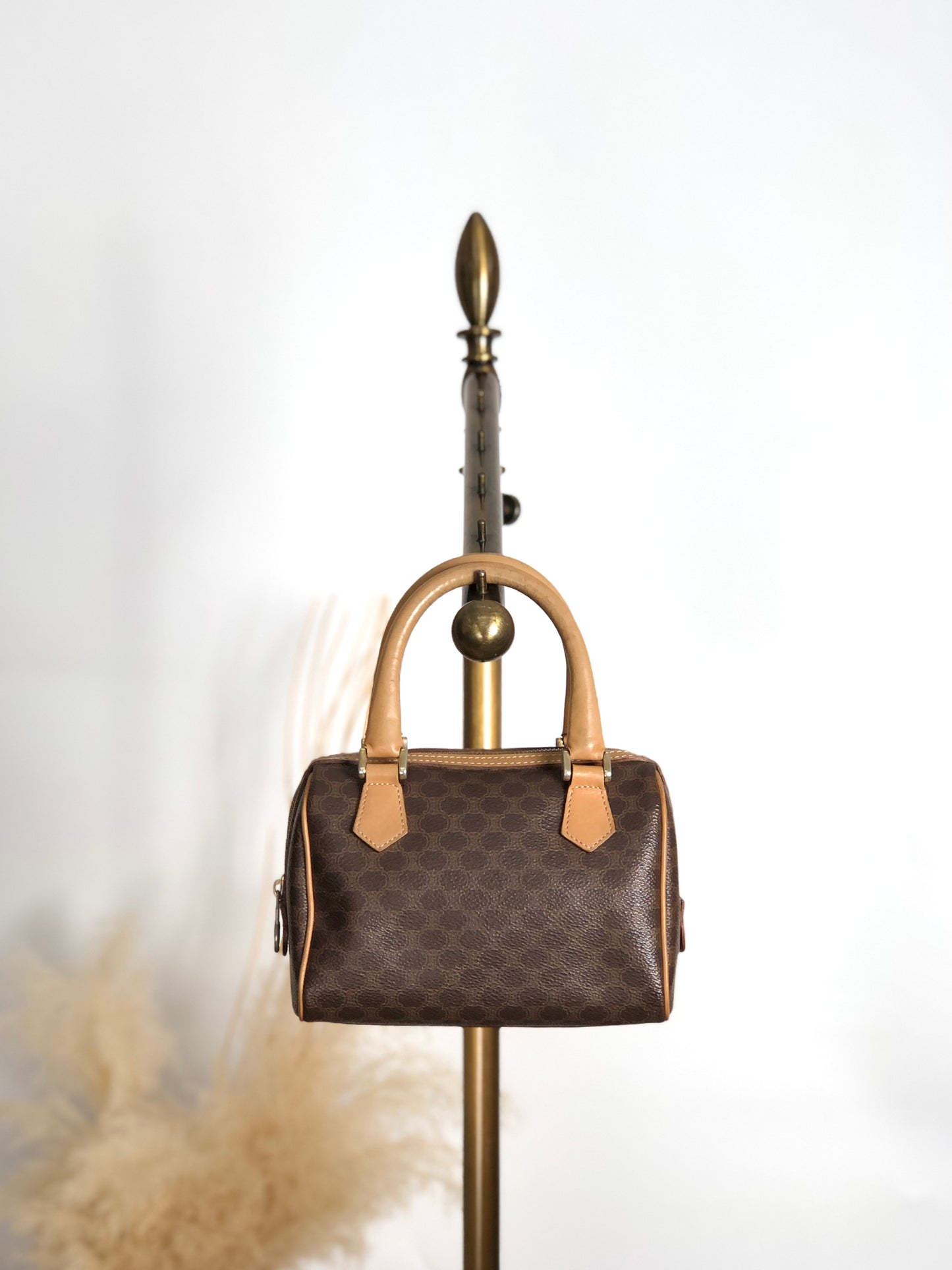 CELINE Macadam Two-way Small Boston bag Shoulder bag Brown Vintage i42xbv