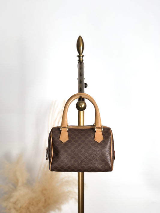 CELINE Macadam Two-way Small Boston bag Shoulder bag Brown Vintage i42xbv