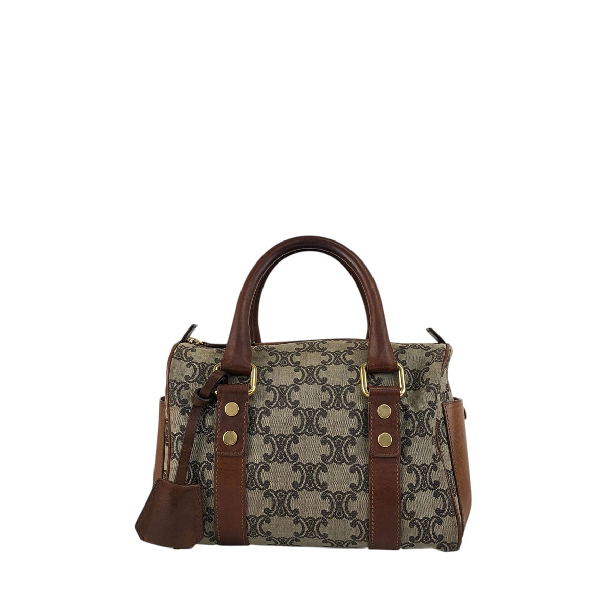 CELINE Triomphe Small Boston bag Handbag Brown Vintage 2j8imx