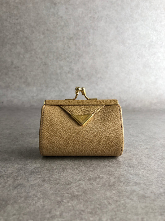 Yves Saint Laurent YSL Logo Metal Clasp Coin Purse Beige Vintage 6fj2nf