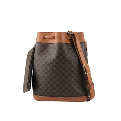 CELINE Macadam Drawstring Small Shoulder bag Brown Vintage kzhdhu
