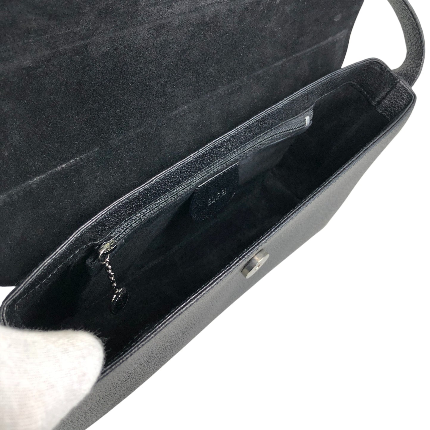 GUCCI Logo Shoulder bag Black Vintage 33amgr