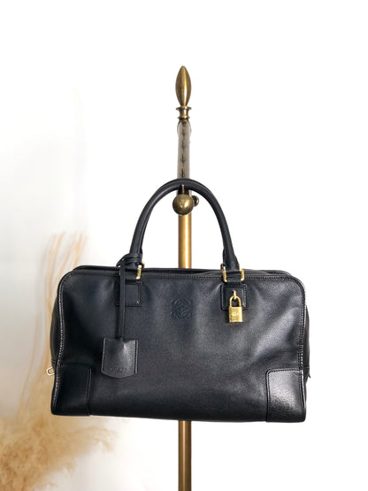 LOEWE Amazona Anagram Small Boston bag Handbag Black Vintage 8itnhz