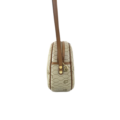 Christian Dior Honeycomb Pattern Round Shoulder bag Beige Vintage p7a3yt