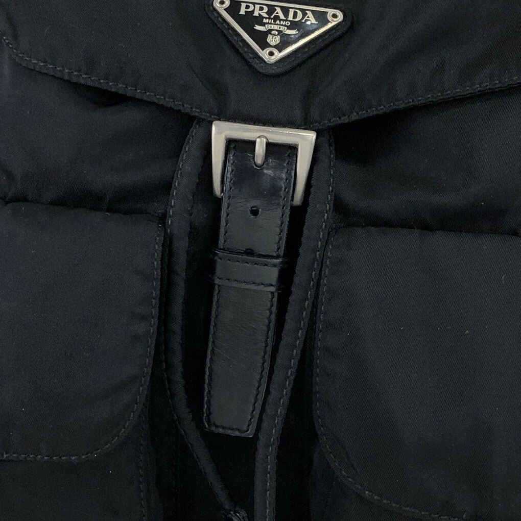 PRADA Triangle Logo Double Pocket Backpack Black Vintage 7hx8bf
