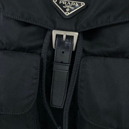 PRADA Triangle Logo Double Pocket Backpack Black Vintage 7hx8bf