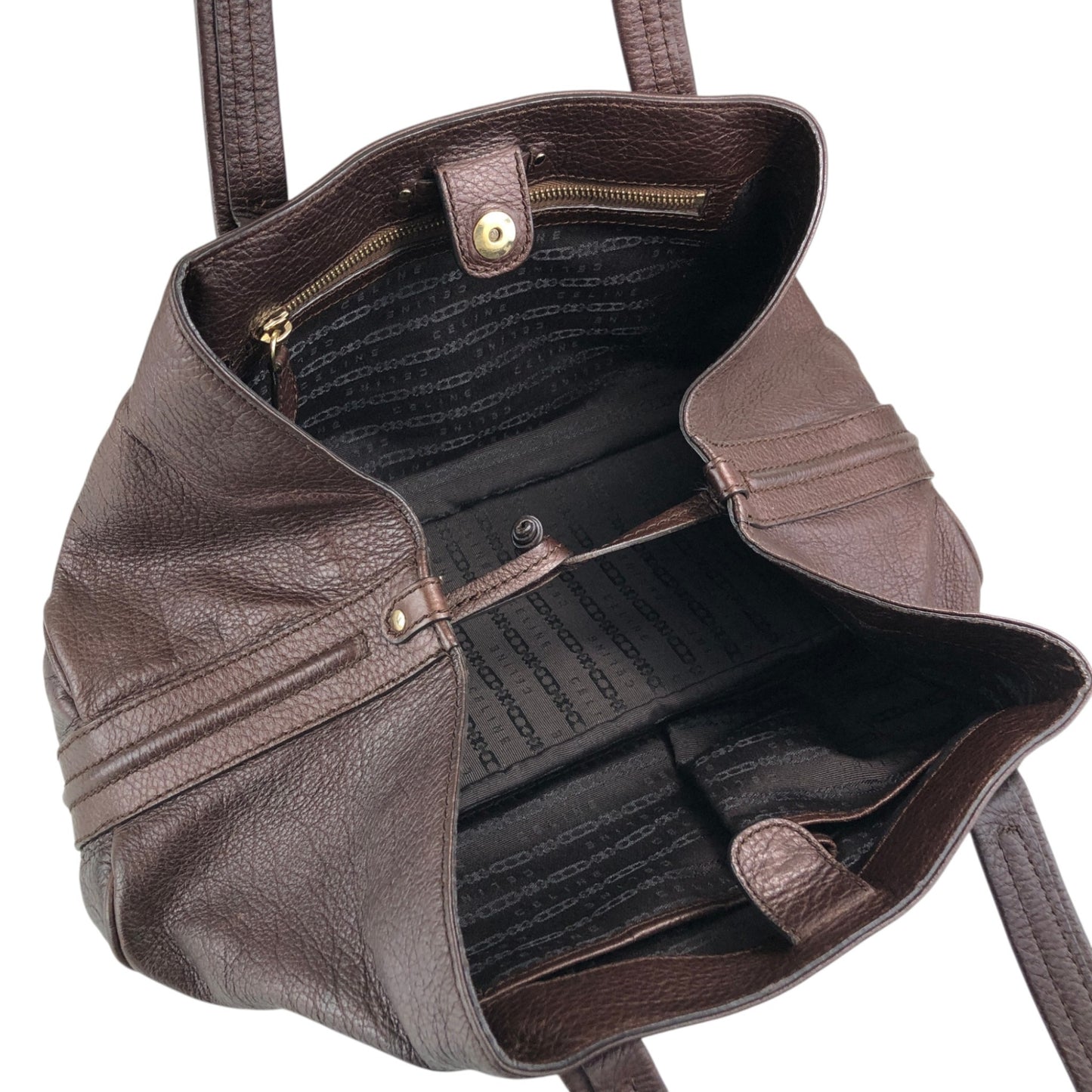 CELINE Blason Embossed Hobobag Shoulder bag Brown Vintage g5bz4k