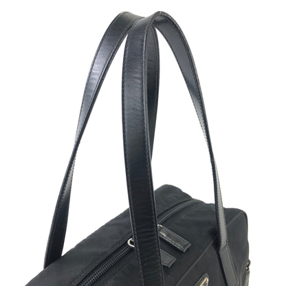 PRADA Triangle Logo Side Pocket Nylon Handbag Black Vintage z7gkye