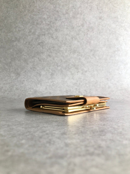 CELINE Macadam Blason Metal Clasp Folded Wallet Brown Vintage vsfyif