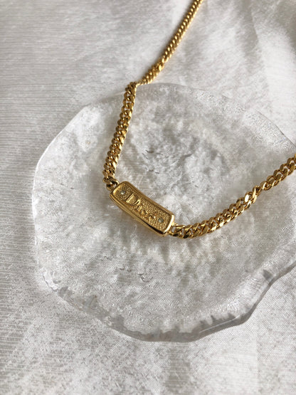 Christian Dior Logo Necklace Gold Vintage mmzdp3