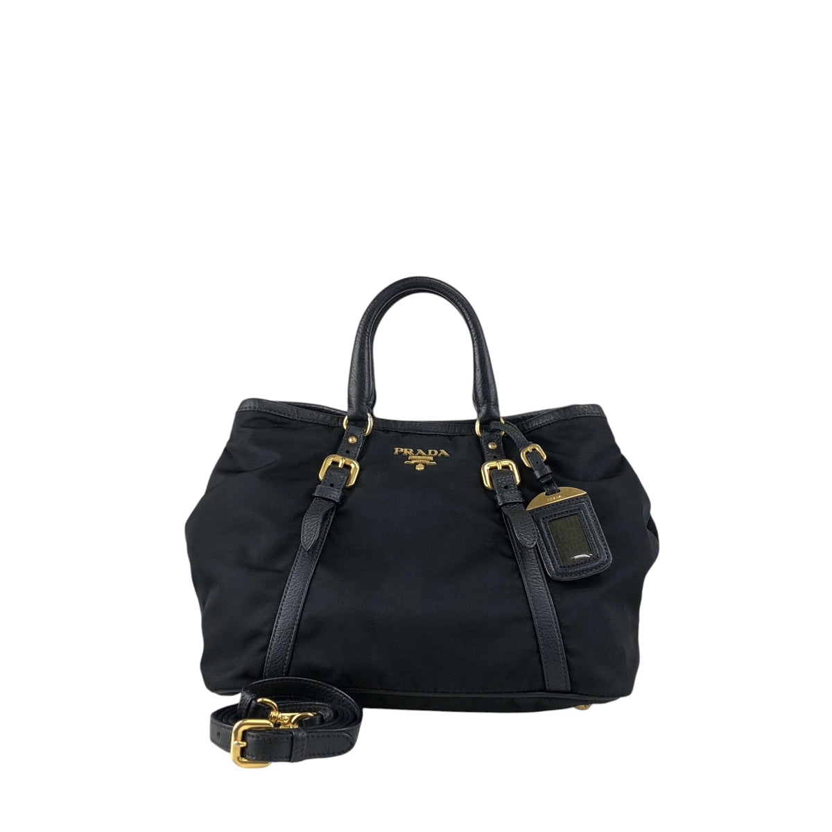 PRADA Triangle Logo Two-way Handbag Shoulder bag Black Vintage jun4wc