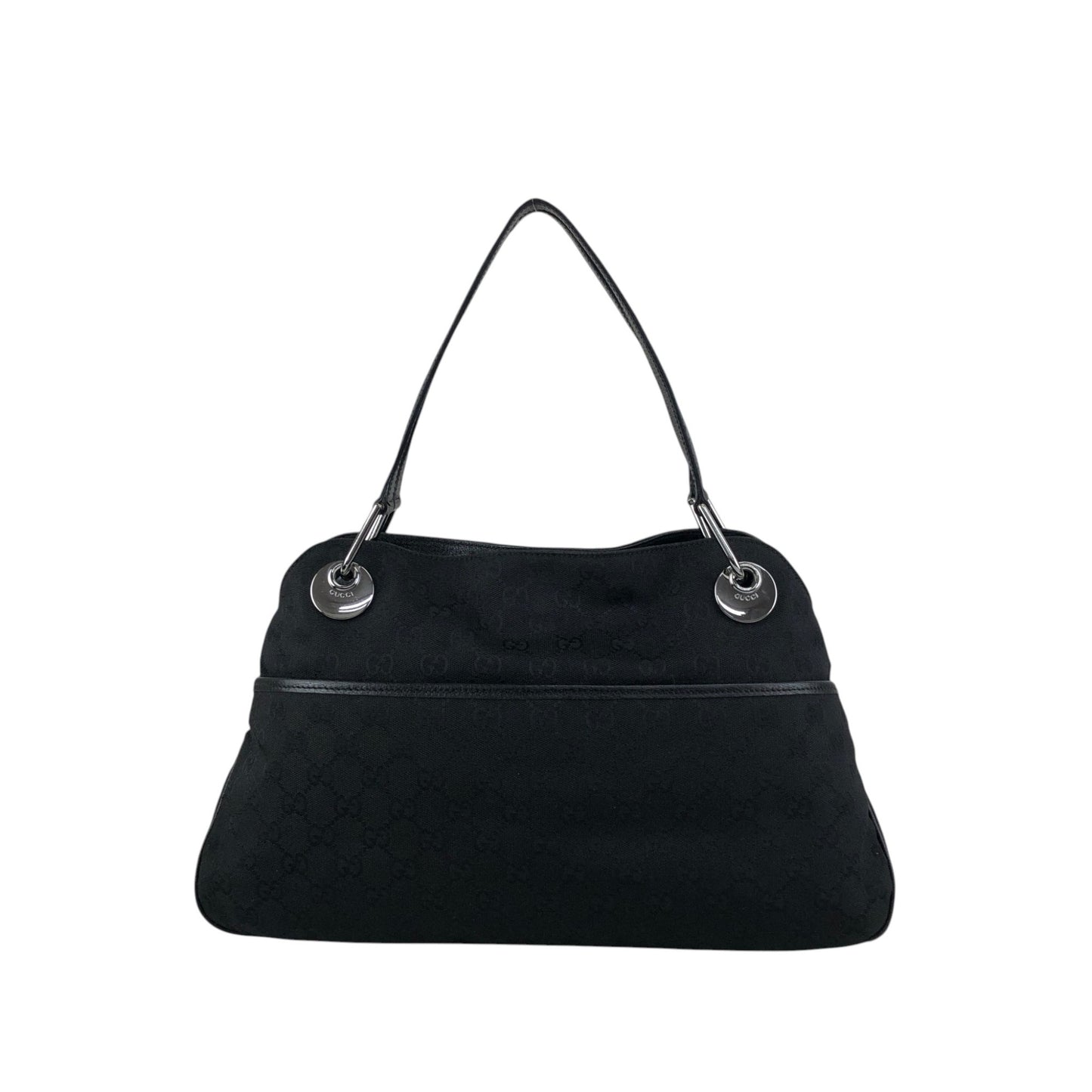 GUCCI Logo Shoulder bag Handbag Black Vintage nwnyi4