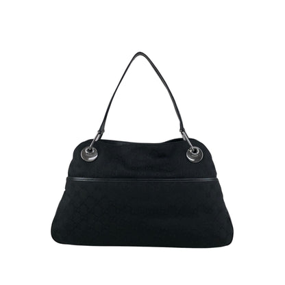 GUCCI Logo Shoulder bag Handbag Black Vintage nwnyi4