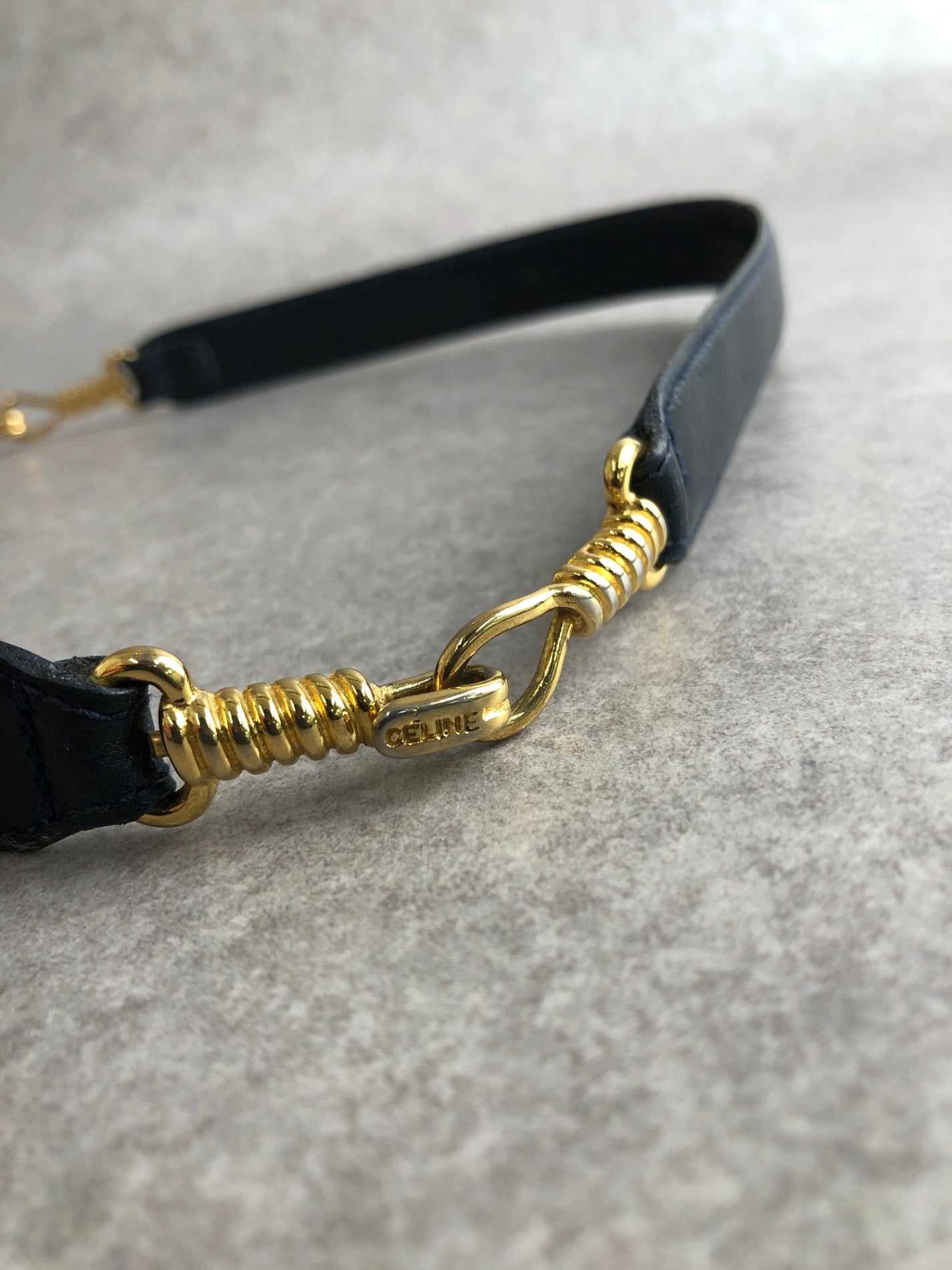 CELINE Belt Navy Vintage s7vnci