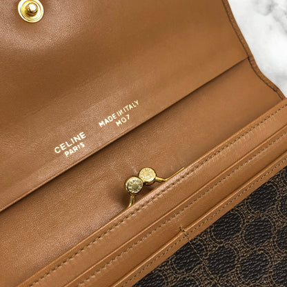 CELINE Macadam Triomphe PVC 皮革長皮夾 棕色 復古 7ej5dz